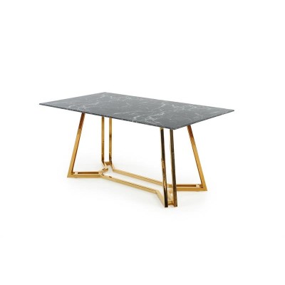 Стол обеденный HALMAR KONAMI черный мрамор/золотой 160/90